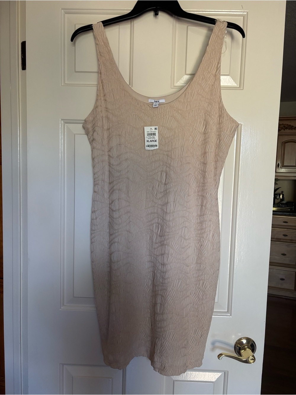 Bar III Beige Textured Sleeveless Mini Dress